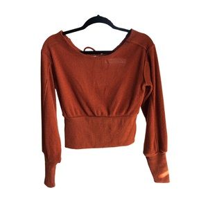 Puff-Sleeved Open-Back Top Anthropologie Mauve size small